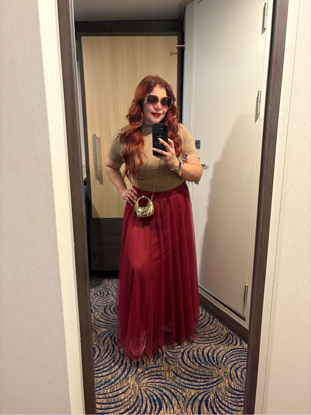 Women’s Red Tulle Maxi Skirt